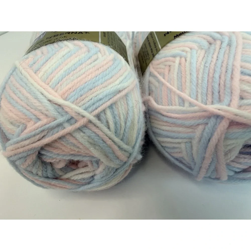 Bernat Berella 4 Knitting Worsted 100% Orlon Acrylic Baby Ombré Pink Blue Lot 2